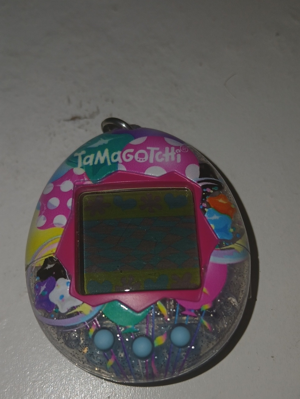Tamagotchi Colorful Polka Dot Virtual Pet Keychain